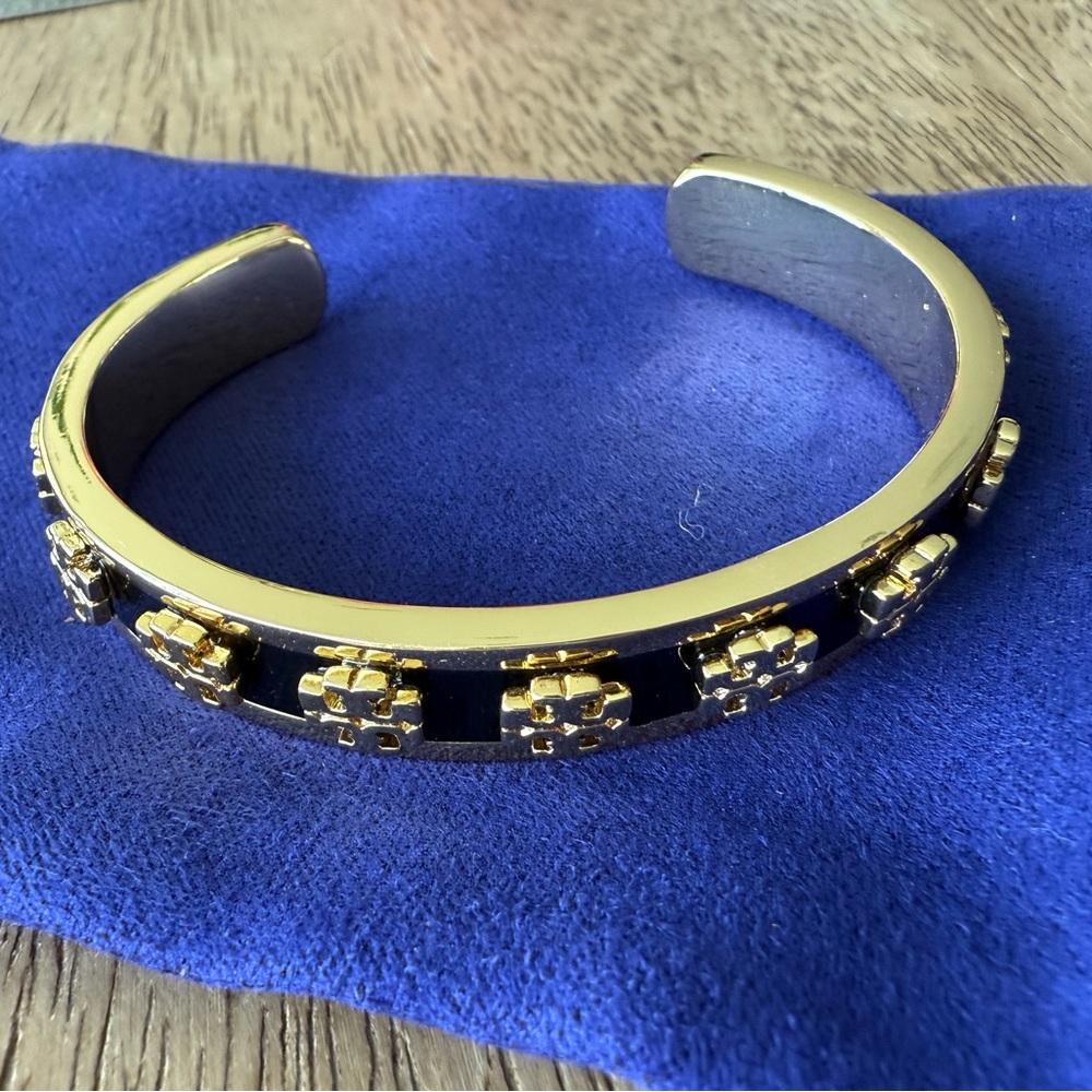 Tory Burch Gold and Black Cuff Bracelet